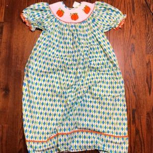 Girls smocked Thanksgiving dress